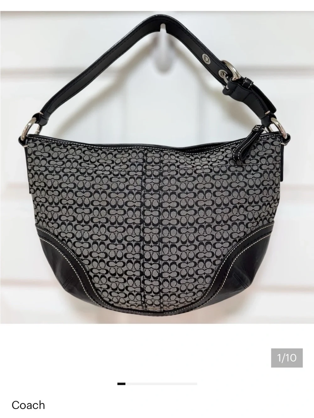 Classic Coach Black and Gray Shoulder Bag - Picture 3 of 11